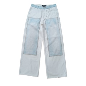 Venta al por mayor de pantalones <span class=keywords><strong>vaqueros</strong></span> de los hombres Impreso High Street Style Stacked Baggy Pantalones Casual Fashion Men Jeans Dtg Printing Plus-Size Jeans - Product Image 4