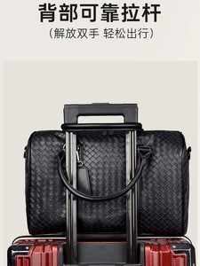 Bolsa de Viaje de Moda, Gran Capacidad, Bolsa de Lona de Cuero PU Tejido para Hombre con Compartimento para Zapatos, Bolsa de Equipaje Multifuncional - Product Image 4
