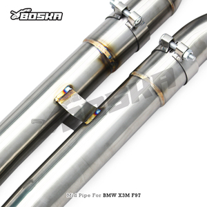 Tuyau d'échappement BOSKA Equal Length MidPipe Z pour X3M/X4M F97/F98 3.0T 2019-2023, en acier inoxydable poli ss304. - Product Image 3