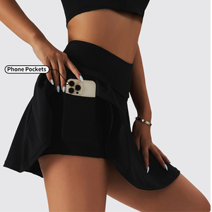 Benutzer definierte atmungsaktive Frauen 2 PCS Trainings kleid High Waist Tennis Shorts Gym Yoga Röcke für Frauen - Product Image 1