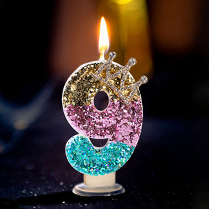 <span class=keywords><strong>Bougie</strong></span> d'<span class=keywords><strong>anniversaire</strong></span> sans fumée, bâtonnet numérique à paillettes colorées, étincelles roses 0-9, décoration de gâteau tendance pour célébrités Instagram, fête de bébé - Product Image 2