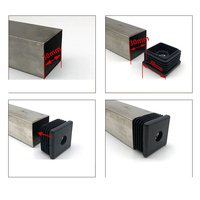 Inserts carrés pour tubes carrés avec filetage M8, embouts noirs en plastique pour roulettes, bouchons d'extrémité de chaise, meubles