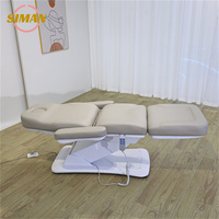 Lit de beauté électrique pliable en cuir synthétique, table de massage à 4 moteurs, fauteuil de soin du visage, réglable en hauteur électriquement, pour chambre à coucher