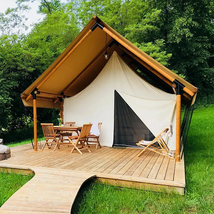 Luxus Haus geformte Zelt Glamping Oxford Stoff Luxus Großraum Hotel Camping Zelte