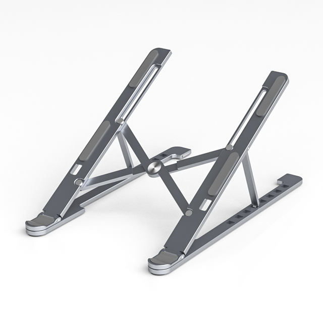 Yicosun Adjustable Aluminum Folding Laptop Stand Portable Cooling Pad Desk Holder 14-17.3inch Ergonomic Metal Design