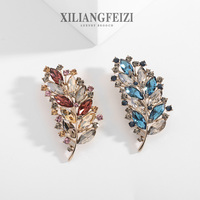 Broche Feuille de Cristal de Luxe Euro-Américaine XILIANGFEIZI, Tendance, pour Manteau, Corsage, Idéal Cadeau