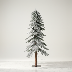 <span class=keywords><strong>Sapin</strong></span> artificiel floqué de type pin alpin avec tronc en bois véritable et lumières LED bicolores pour la décoration de la maison, du bureau ou des fêtes, plusieurs tailles disponibles - Product Image 2