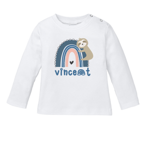 Baby T-Shirt Printed With Name <b>Rainbow</b> Design Long Sleeve Cotton Regular Fit Children's <b>Top</b> - Product Image 1