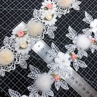 JFL101Heavy Hand Applique Cloué Perle Vison Boule De Poils Soluble Dans L'eau Dentelle Vêtements Enfants Maison Textile Accessoires