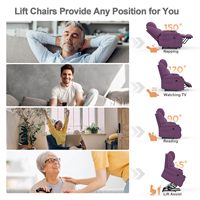 Fauteuil inclinable massant électrique surdimensionné violet pour adultes, mobilier de salon, avec fonction de levage et design extensible