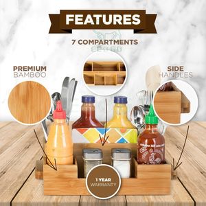 Cubiertos de madera de bambú de primera calidad para tenedores Organizador de escritorio Soporte cosmético multiusos - Product Image 5