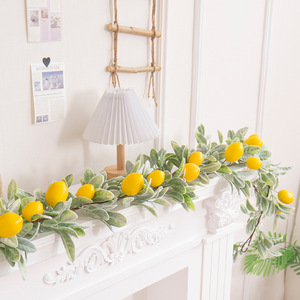 Guirlande de citrons artificiels réalistes, fausse vigne de fruits d'<span class=keywords><strong>agrumes</strong></span>, verdure estivale pour la décoration de cuisine de ferme, cheminée et chemin de table - Product Image 1