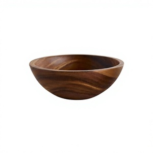 Bol de service vintage en bois d'acacia poli, écologique, style piédestal, décoratif pour fruits et salades, compatible lave-vaisselle, pour fêtes et maison - Product Image 6