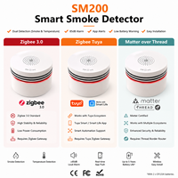 Detektor Asap WiFi/Zigbee/Matter Tuya Smart App Alarm Kebakaran, Sirene Keras 85dB, Sensor Asap Fotoelektrik Dioperasikan dengan Baterai
