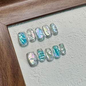 Ámbar Finales de otoño <span class=keywords><strong>Uñas</strong></span> artificiales hechas a mano Conchas iridiscentes de <span class=keywords><strong>color</strong></span> café Nail Art Plata Exquisitas <span class=keywords><strong>uñas</strong></span> postizas <span class=keywords><strong>cortas</strong></span> - Product Image 3
