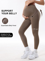 Leggings de maternité sans couture avec poches, taille haute, effet push-up, pour la grossesse et le post-partum, vêtements de yoga