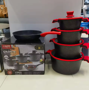 Série de casseroles profondes 17 pièces, ensemble d'ustensiles de cuisine en granit, casseroles 20, 24, 28, 32 cm, poêle à frire 28 cm, <span class=keywords><strong>kit</strong></span> d'outils de cuisine en gros - Product Image 3