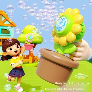 Macchina Elettrica per <span class=keywords><strong>Bolle</strong></span> di Sapone in Plastica con Luce per Bambini 0-24 Mesi, Pistola Spara <span class=keywords><strong>Bolle</strong></span> a 8 Fori a Forma di Girasole in Vaso - Product Image 2