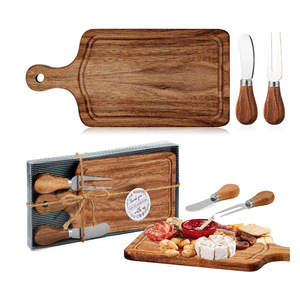 Juego de Tablas de Cortar Rectangulares Mini de Bambú con Asas de Madera, Juego de Cuchillos para Queso, Regalo para Bodas y Cumpleaños, Incluye Tabla para Queso - Product Image 4