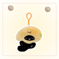 Porte-clés en peluche Chat Noir, figurine de chat à tête de fruit 'moche-mignon' avec breloque en peluche patte brodée, mini pendentif anti-stress, vente en gros