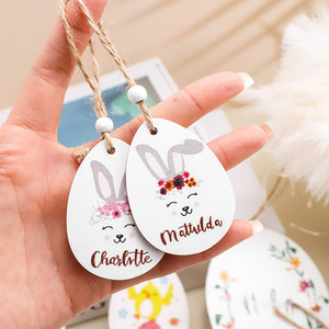 Wooden Oval <b>Easter</b> Decoration Round Pendant With Floral Design Indoor <b>Easter</b> <b>Ornament</b> - Product Image 3