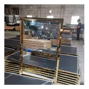 Foshan Mirror Factory Customized Etched U-shaped Trough Art Decoration Wall Mirror
