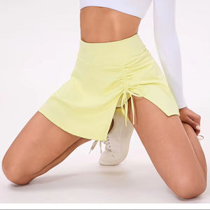 Pantaloncini da Tennis con coulisse a vita alta a vita alta elasticizzati 2 in 1 per allenamento Yoga Golf gonna da Tennis - Product Image 3