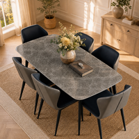 Table à manger en pierre frittée de jade gris/blanc italien, imperméable, écologique, sans formaldéhyde, lisse, mobilier de salle à manger