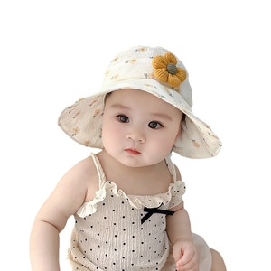 Chapeau de soleil pour bébés filles, avec motif floral, visière à large bord, ouverte, respirante, protection UV, pour les tout-petits et les nourrissons - Product Image 1