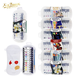Peintures multifonctionnelles Xin Bowen 12 couleurs x 12 ml <span class=keywords><strong>Huile</strong></span>/Gouache/Verre/Tissu Acrylique/Aquarelle Ensemble de <span class=keywords><strong>peinture</strong></span> avec pinceaux et boîte en PP - Product Image 1