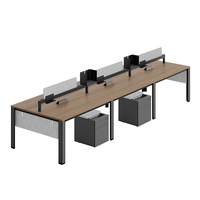 Poste de travail modulaire pour bureau, bureau ouvert pour 4 à 6 personnes avec plateau en bois pour coworking et bureaux commerciaux