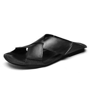 Sandalias de hombre, chanclas, zapatillas deslizantes, para caminar al aire libre, senderismo, playa, zapatos planos de cuero, sin cordones, de caña baja, transpirables, con punta abierta - Product Image 2