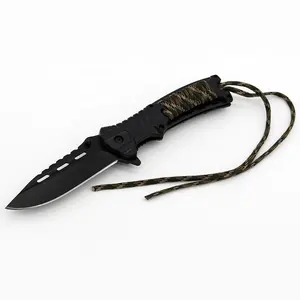 Bán buôn bọc dây ABS xử lý chiến thuật cắm trại Survival gấp Pocket Knife với lửa Starter và còi