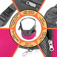 Porte-bébé pour animaux de compagnie mains libres avec crochet de sécurité, grande poche zippée, maille respirante douce, sangle réglable pour petits chiens et chats
