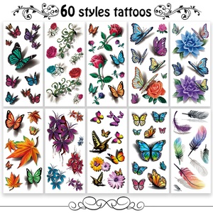 Trasferimento ad acqua finto Sexy tatuaggi farfalla 3d adesivi per decorazione del corpo delle donne - Product Image 2