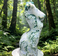 Grande sculpture de torse féminin en agate mousse naturelle de 61 cm, statue de dame en cristal unique, pierre de guérison, décoration d'intérieur