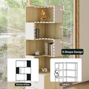 Moderno 71 \ "alto DIY diseño en forma de <span class=keywords><strong>L</strong></span> MDF librería deflector fábrica Reversible estante de exhibición independiente para sala de estar de madera