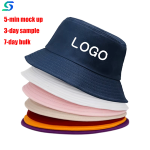 Custom Logo Embroidery Sun Summer Beach Adult Cotton Plain Black Woman Flat Top Wide Brim Fisherman <strong>Bucket</strong> <strong>Hat</strong> - Product Image 1