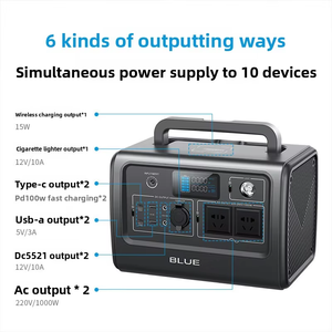 Station d'alimentation portable sur mesure 1000W 716Wh LiFePO4, batterie de secours d'urgence, générateur solaire pour le camping - Product Image 4