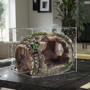 Handgefertigtes Harz-Keramik-Kunststoff-Zubehör in Fassform für Aquarien-Dekorationen, Fischbecken-Hintergrund, Inklusive Baum - Product Image 4