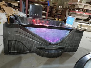 Baignoire de massage en acrylique noire de qualité supérieure, grande, autoportante, moderne, avec drain, pour les personnes de grande taille et l'utilisation en hôtel, avec télévision - Product Image 4