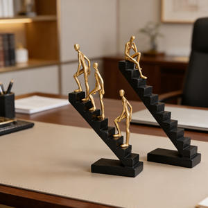 Sculpture d'escalier en résine Sumai, figurine dorée noire, décoration artistique pour la maison, cadeau, ornement - Product Image 3
