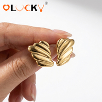 LUCKYJIU Fabricant de bijoux personnalisés, boucles d'oreilles en acier inoxydable plaqué or 18 carats, imperméables, en forme de croissant, pour femmes, à porter tous les jours