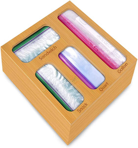 Porta Bolsas de Bambú Pulido Reutilizable Compatible con Ziploc, <span class=keywords><strong>Solimo</strong></span>, Glad, Hefty para Galones, Decoración del Hogar - Product Image 5