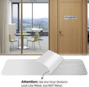Pegatinas de Vinilo para Sinalización 'Solo para Empleados', 9x25 Pulgadas, Adhesivo Posterior, Metal Plateado Cepillado, Resistente al Agua y a la Decoloración, para Uso Comercial - Product Image 4