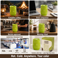 Mug de voyage réutilisable en plastique à double paroi de 350 ml, surface diamantée, compatible lave-vaisselle, écologique, pour le camping, avec couvercle pour boire directement