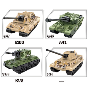 <span class=keywords><strong>1</strong></span>/93 WW2 Mini véhicule militaire armée E100 A41 KV2 Tiger King réservoir Construction modèle blocs de construction ensemble - Product Image 2