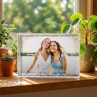 Cadre photo en acrylique flottant avec paillettes liquides 4x6 pouces, impression UV personnalisée, décoration de bureau, vente en gros, directement de l'usine