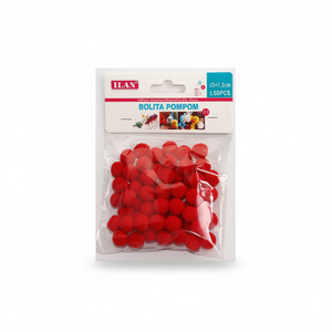 Ilan Bolita Pompon 1,5 cm Rouge Décorations Artisanales pour Projets DIY - Product Image 1