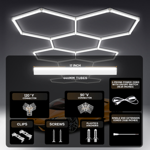 Lámpara de Garaje Hexagonal, Luz de Día 6000K, 100lm/W, 50000 Horas de Duración, IP44, Ángulo de Haz de 120°, Fácil Instalación - Product Image 3